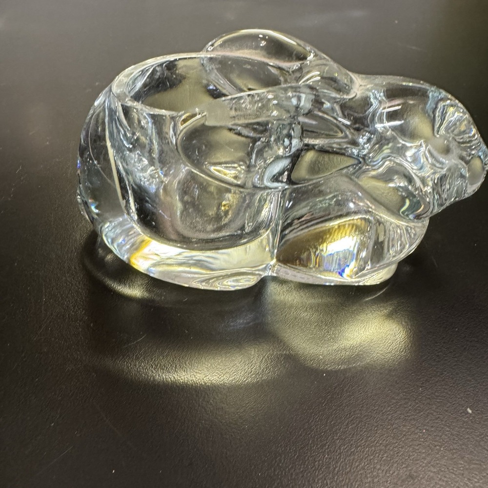 Vintage Indiana Glass Clear Glass Bunny Rabbit Votive Candle Holder